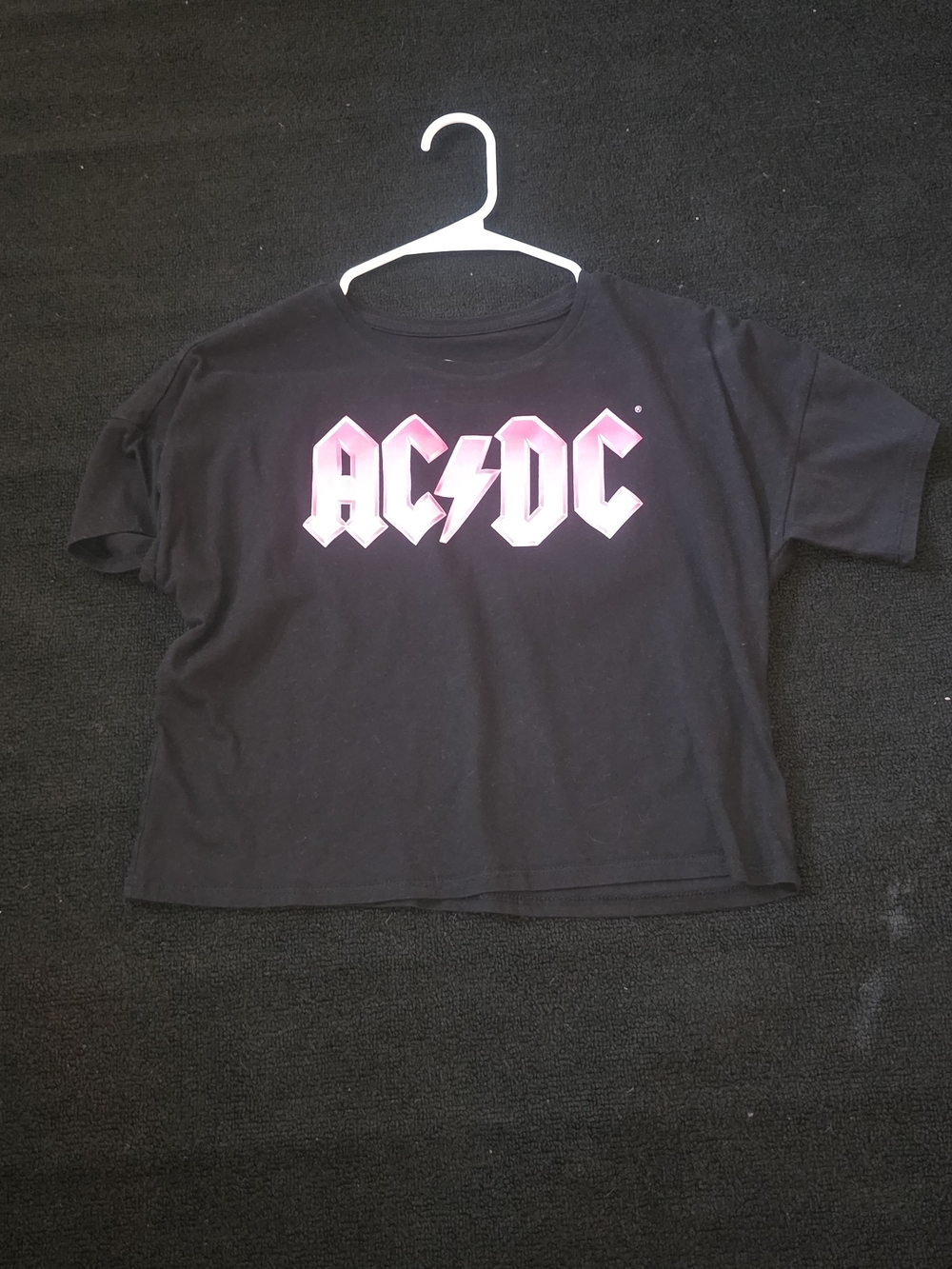 wonder nation Black Tee with Pink AC/DC Logo XL